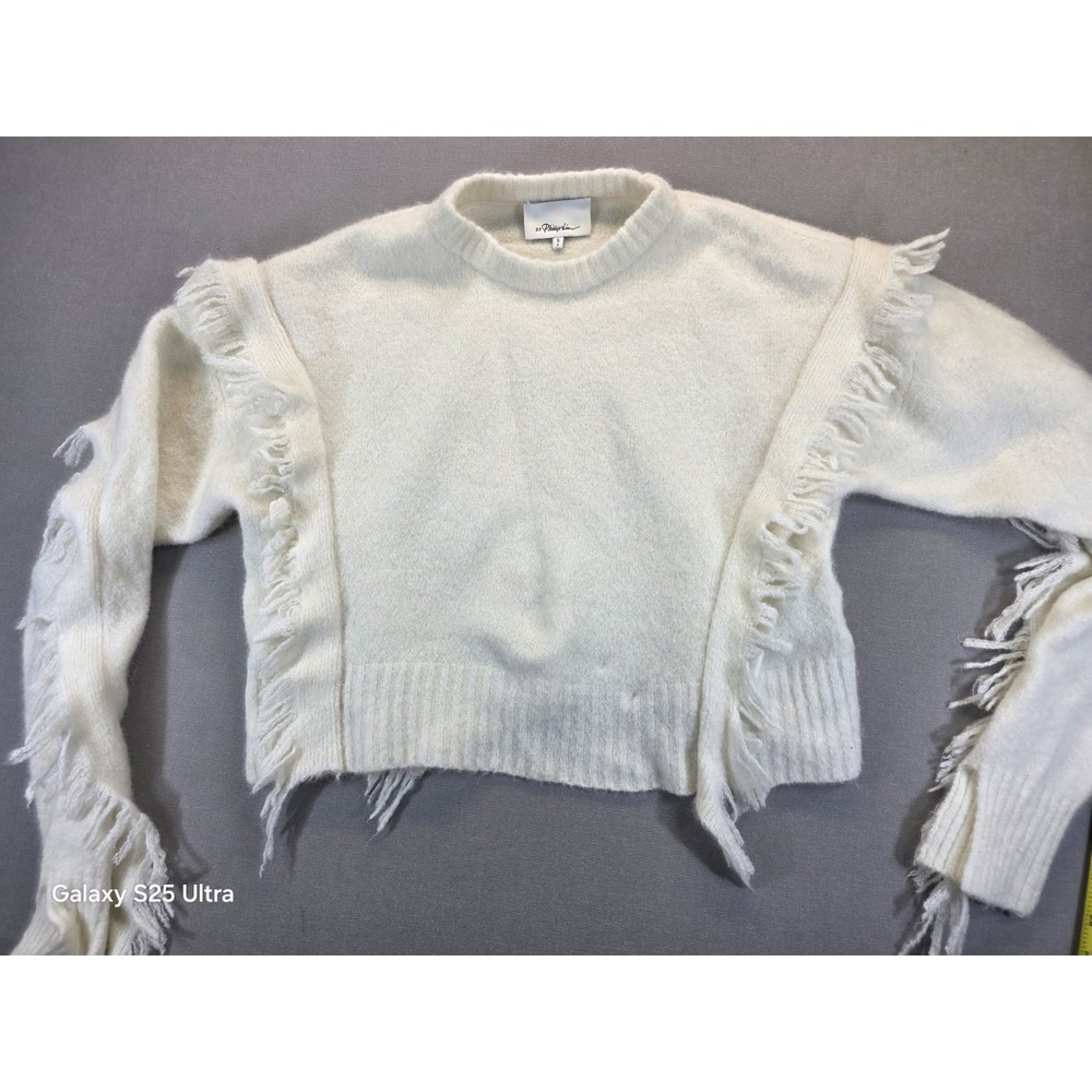 3.1 Phillip Lim Fringe Sweater Small Wool Alpaca Blend Retro 80s Cowgirl Cozy